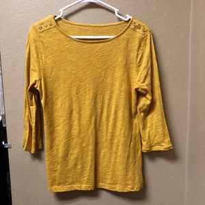 3/4 sleeve top with shoulder button detail